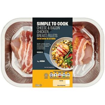 ASDA Simple to Cook Cheese & Bacon Chicken Breast Fillets (350g)