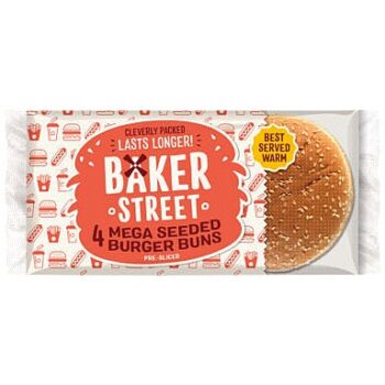 Baker Street 4 Pre-Sliced Mega Seeded Burger Buns