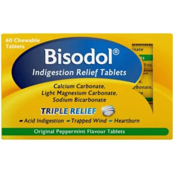 Bisodol 60 Original Peppermint Flavour Chewable Tablets (60)