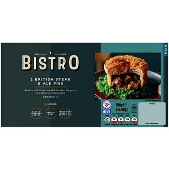 Bistro by ASDA Bistro 2 British Steak & Ale Pies (2 x 250g, 500g)