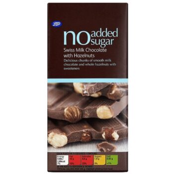 Boots No Added Sugar Swiss Milk Chocolate With Hazelnuts (100g)