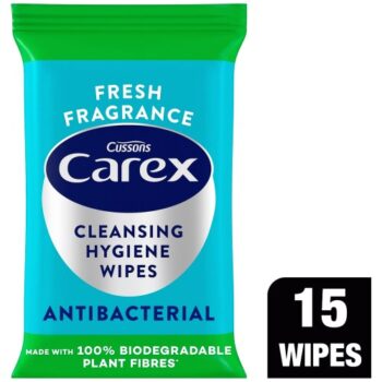 Carex Antibacterial Biodegradable Hand Wipes (15)