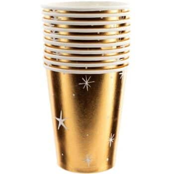 Christmas Paper Cups Gold & White (10Pack)