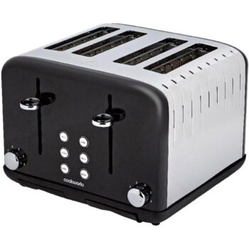 Cookworks Metal Pyramid 4 Slice Toaster Black