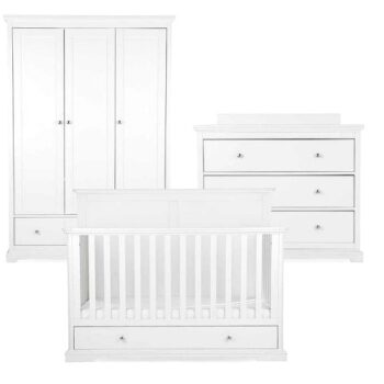 Cuddleco Beaumont 3 Piece Grande Set with White Cot Wardrobe & Dresser