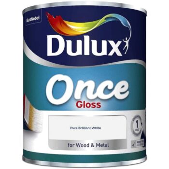 Dulux One Coat Gloss Paint Pure Brilliant White (750ml)