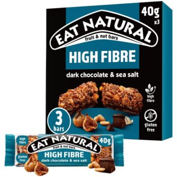 Eat Natural Fibre Dark Chocolate Sea Salt Fruit & Nut Cereal Bars (3 x 40g)