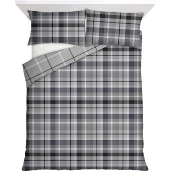 F&F Home Bedding Black Check Duvet Set Double