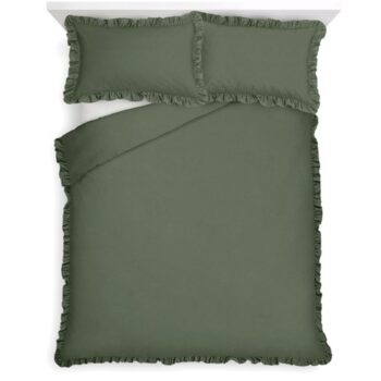 F&F Home Bedding Dark Green Frill Duvet Set Double