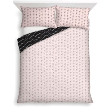 F&F Home Bedding Pink and Black Hearts Duvet Set Double