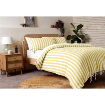 F&F Home Buttermilk Stripe Muslin Duvet Set Double