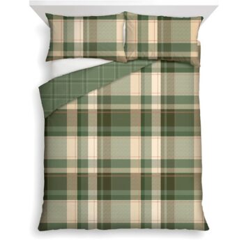 F&F Home Green Check Brushed Duvet Set Double