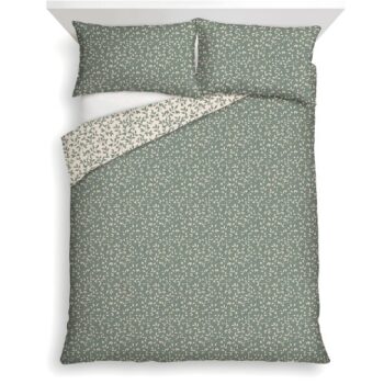 F&F Home Green Ditsy Leaf Duvet Set Double