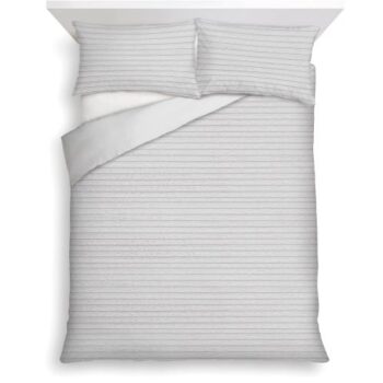F&F Home Grey Ribbed Faux Fur Duvet Set Double