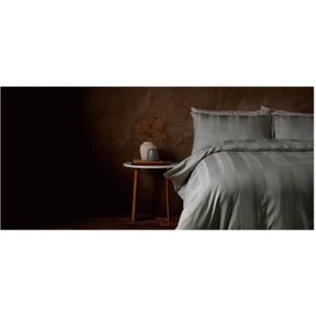 F&F Home Hotel Silver Sateen Stripe Duvet Set Double