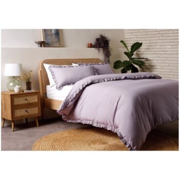 F&F Home Lilac Washed Cotton Duvet Set Double
