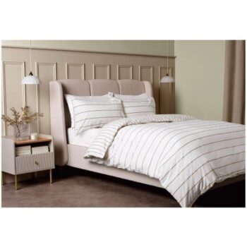 F&F Home Natural Stripe Cotton Cooling Duvet Set Double