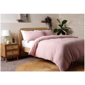 F&F Home Pink Muslin Duvet Set Double