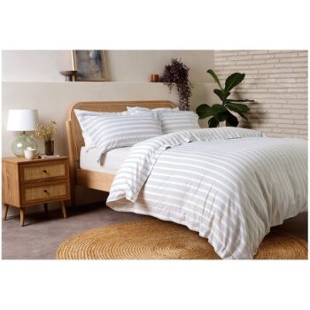 F&F Home Stitch Stripe Blue Duvet Set Double