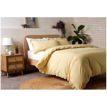 F&F Home Yellow Washed Cotton Duvet Set Double