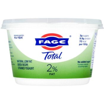 Fage Total 2% Fat Natural Low Fat Greek Recipe Strained Yoghurt (450g)