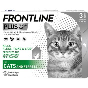 Frontline Plus Flea & Tick Treatment Spot-On Pipettes (3 x 0.5ml)