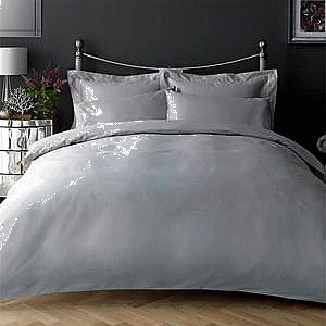 Habitat 400TC Grey Faggoting Stitch Duvet Set Double