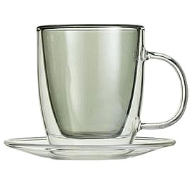 Habitat Double Walled Espresso Cup & Saucer Grey