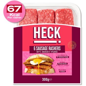 HECK! 97% Smoky Pork Gluten Free Sausage Rashers (6 x 300g)