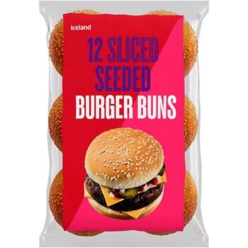 Iceland 12 Sliced Seeded Burger Buns