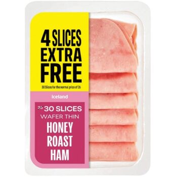 Iceland 30 Slices (approx.) Wafer Thin Honey Roast Ham (242g)