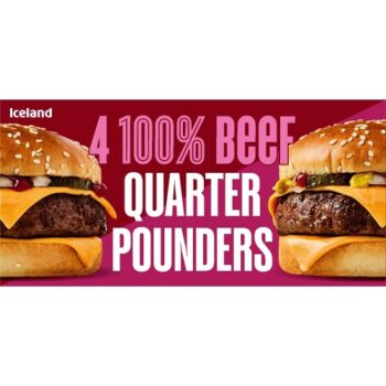 Iceland 4 100% Beef Quarter Pounders (454g)