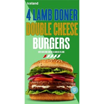 Iceland 4 Lamb Doner Double Cheeseburgers (442g)
