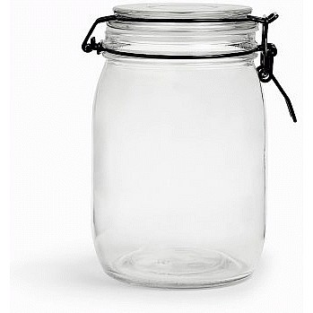 John Lewis ANYDAY Clip-Top Glass Storage Jar Black Clear each (1 Litre)