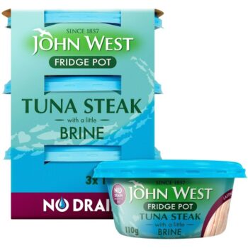 John West Fridge Pot No Drain Tuna Steak In Brine (3 x 110g)