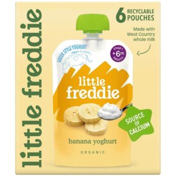 Little Freddie Organic Banana Greek Style Yoghurt Baby Food Pouch Multipack 6+ Months (6 x 100g)