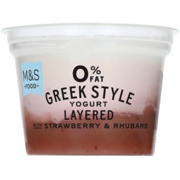 M&S Greek Style Live Yogurt 0% Fat Strawberry & Rhubarb Layer (140g)