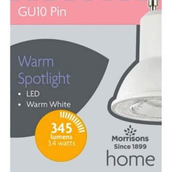 Morrisons LED Gu10 Warm White 2700K Light bulbs (3.4w)