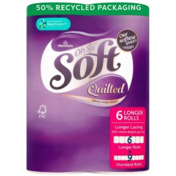 Morrisons Oh So Soft 6 Quilted Luxury Toilet Tissue Longer Rolls