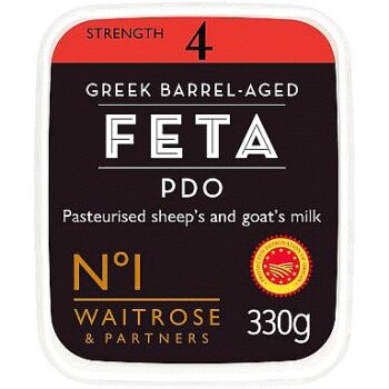 No. 1 Barrel Aged Greek Feta Cheese PDO Strength 4 drained (2 x 100g)