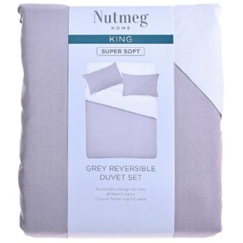 Nutmeg Home Soft Touch White Grey Duvet Set King