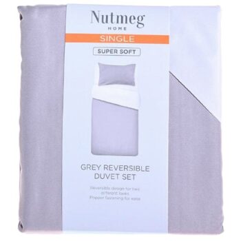 Nutmeg Home Soft Touch White Grey Duvet Set Single