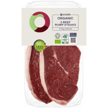 Ocado Organic 2 Beef Rump Steaks Typically: