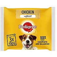 Pedigree Adult Wet Dog Food Pouches Chicken in Jelly (3 x 100g)
