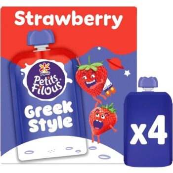 Petits Filous Kids Greek Style Strawberry Yoghurt Pouch (4 x 85g)