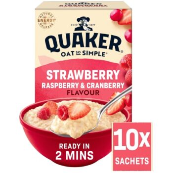Quaker Oat So Simple Strawberry Raspberry & Cranberry Porridge Sachets (10 x 33.9g)