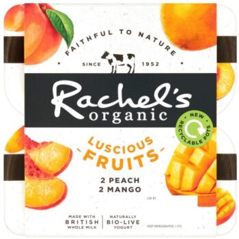 Rachel's Organic Luscious Fruits Peach & Mango Yogurt (4 x 110g)