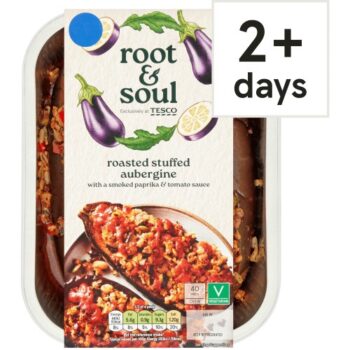 Root & Soul Roasted Stuffed Aubergine with a Smoked Paprika & Tomato Sauce (480g)