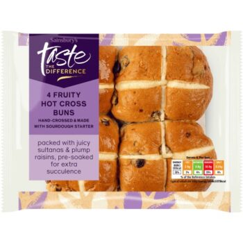 Sainsbury's 4 Fruity Hot Cross Buns Taste the Difference (280g)