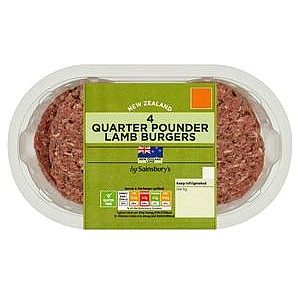 Sainsbury's 4 x Quarter Pounder Lamb Burgers (454g)